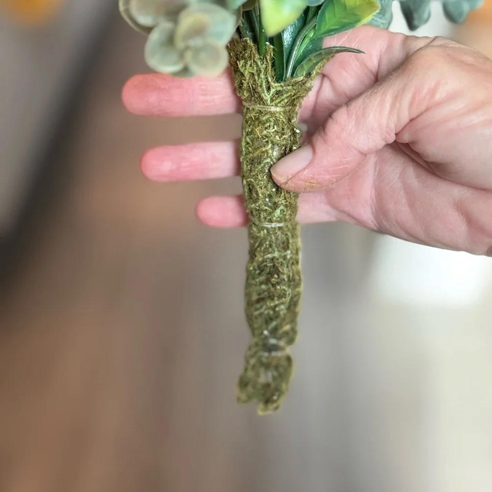 IT’S NEW Small Cream and Green Faux Floral Accent Arrangement